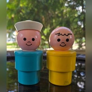 2 Vintage 1974 Jumbo Little People Fisher-Price Toys